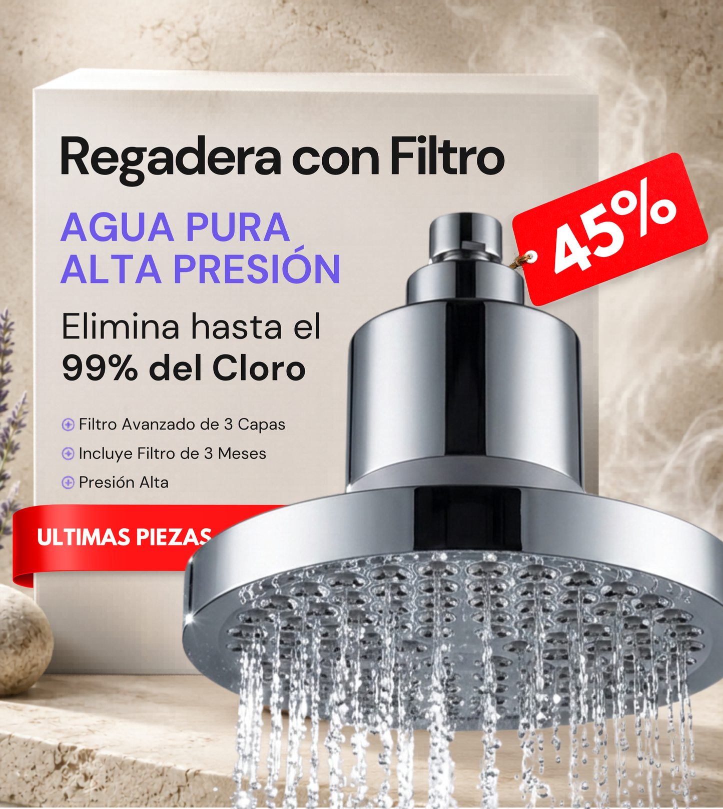 Evana Premium 3 Stage Filtered Shower Head